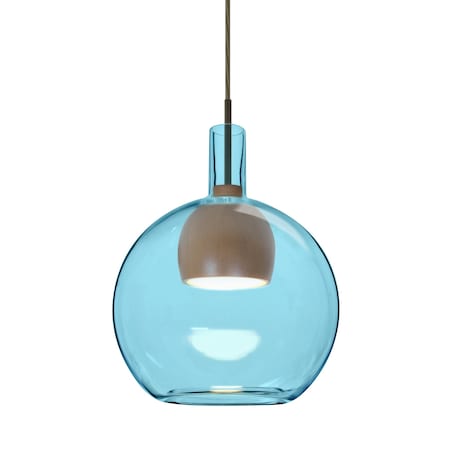 Besa Lighting Benji Cord Pendant, Blue/Medium, Bronze Finish, 1x9W LED 1JT-BENJIBLMD-LED-BR